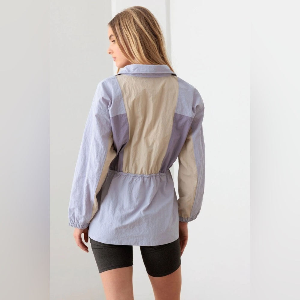 NWT Le Lis Lavender Color Block Collared Wind Breaker Jacket - Picture 4 of 4